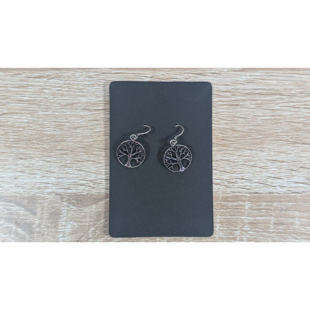 Tree of Life Dangle Earrings Silver Tone Round Nature Symbol Jewelry